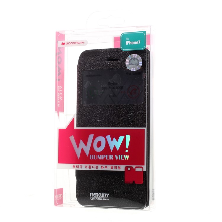 MERCURY GOOSPERY View Window Leather Flip Case for iPhone 7 4.7 with Card Slot - Black-10