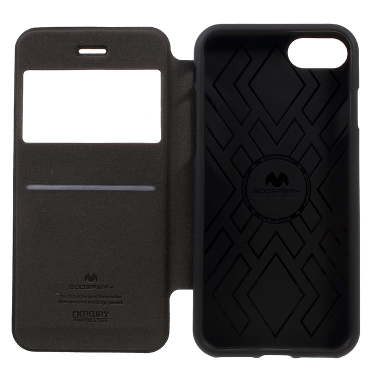 MERCURY GOOSPERY View Window Leather Flip Case for iPhone 7 4.7 with Card Slot - Black-9