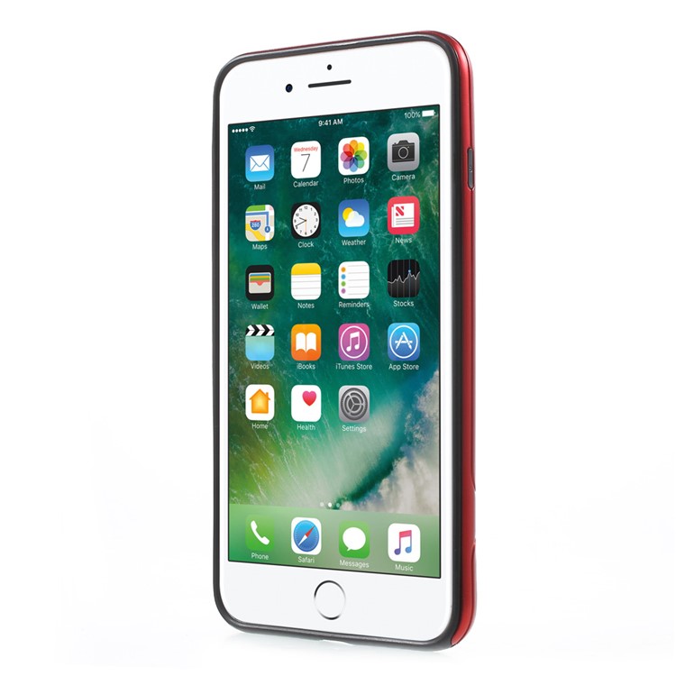 X-FITTED for iPhone 7 Plus Armor Hybrid TPU + Plating PC Protective Case with kickstand - Red-2