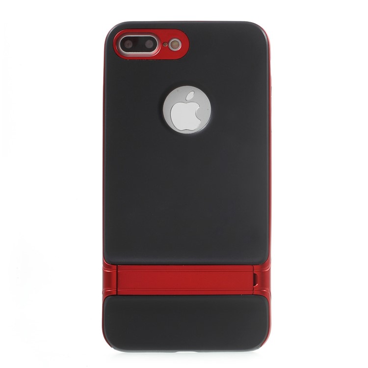 X-FITTED for iPhone 7 Plus Armor Hybrid TPU + Plating PC Protective Case with kickstand - Red-3