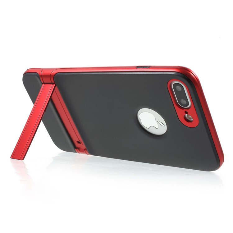 X-FITTED for iPhone 7 Plus Armor Hybrid TPU + Plating PC Protective Case with kickstand - Red-5