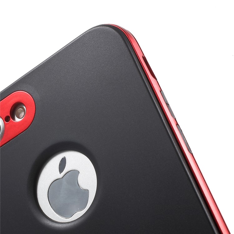 X-FITTED for iPhone 7 Plus Armor Hybrid TPU + Plating PC Protective Case with kickstand - Red-6