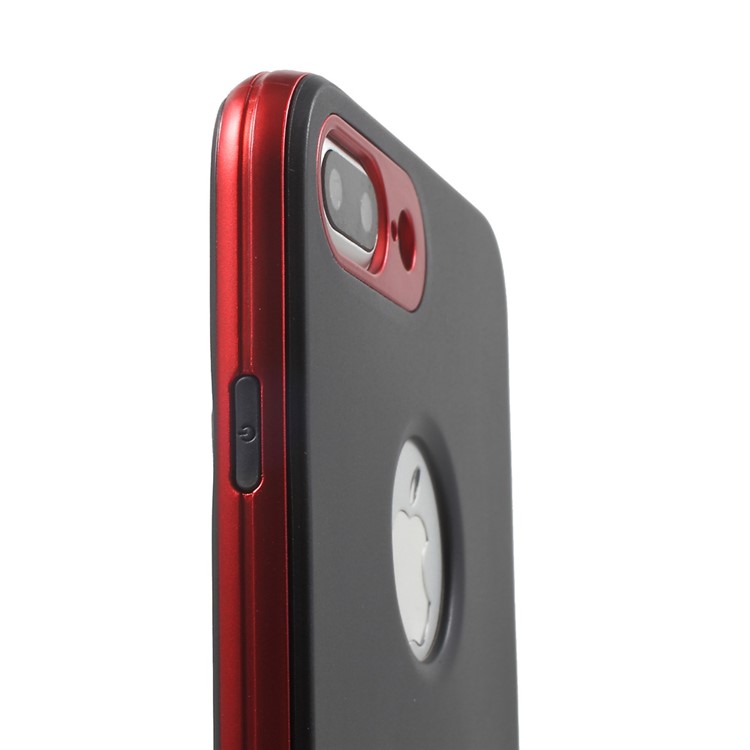 X-FITTED for iPhone 7 Plus Armor Hybrid TPU + Plating PC Protective Case with kickstand - Red-7