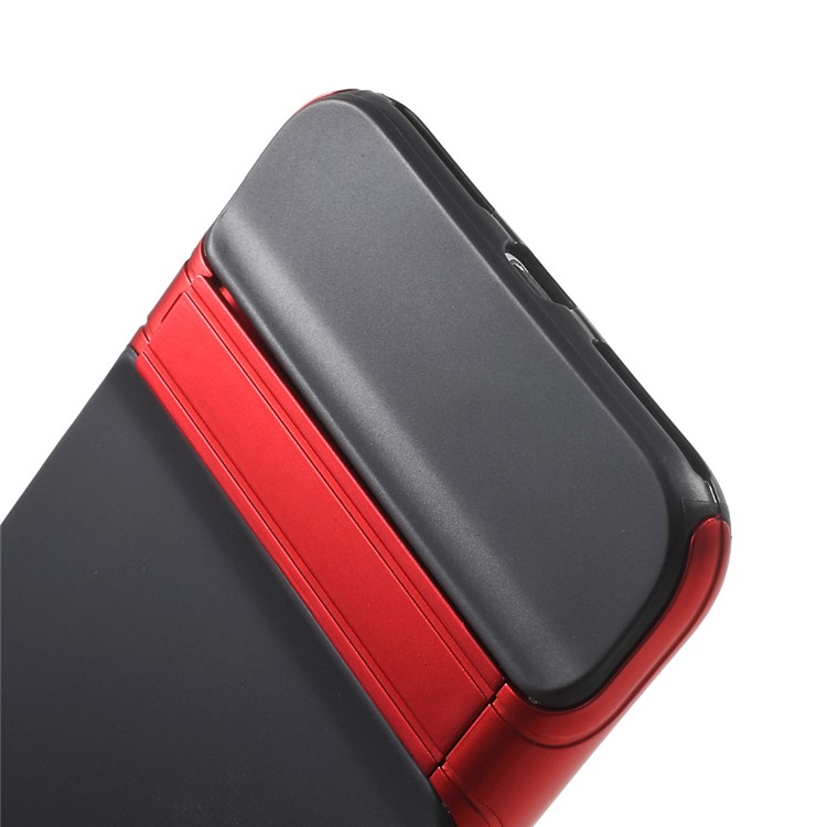 X-FITTED for iPhone 7 Plus Armor Hybrid TPU + Plating PC Protective Case with kickstand - Red-8