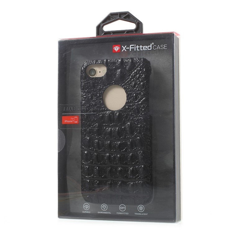 X-FITTED Crocodile Genuine Leather Coated PC Back Case for iPhone 7 4.7 - Black-8