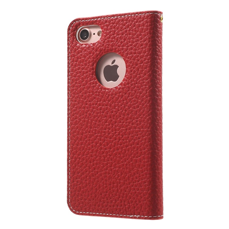 X-FITTED 3D Flowers Wallet Genuine Leather Case for iPhone 7 4.7 Inch - Red-2