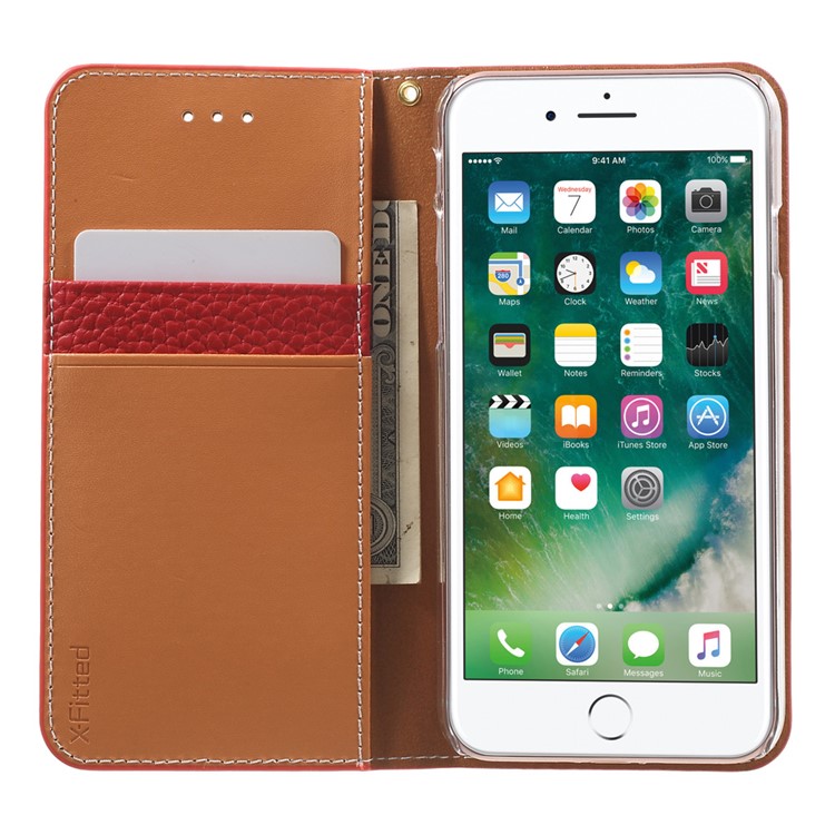 X-FITTED 3D Flowers Wallet Genuine Leather Case for iPhone 7 4.7 Inch - Red-4