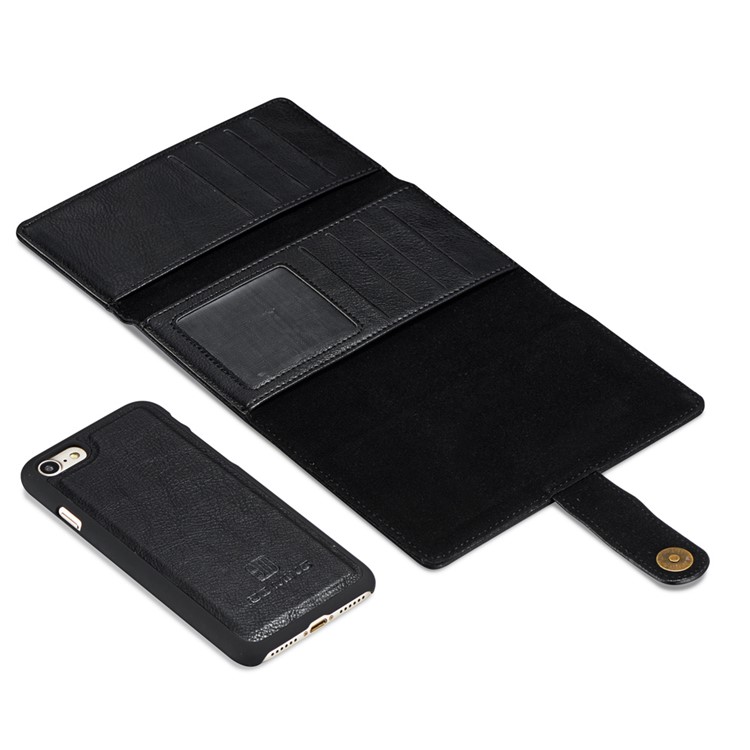 DG. MING Para La Billetera De Múltiples Ranuras De Cuero Dividida De Iphone 7 + Funda Extraíble Para PC - Negro-5