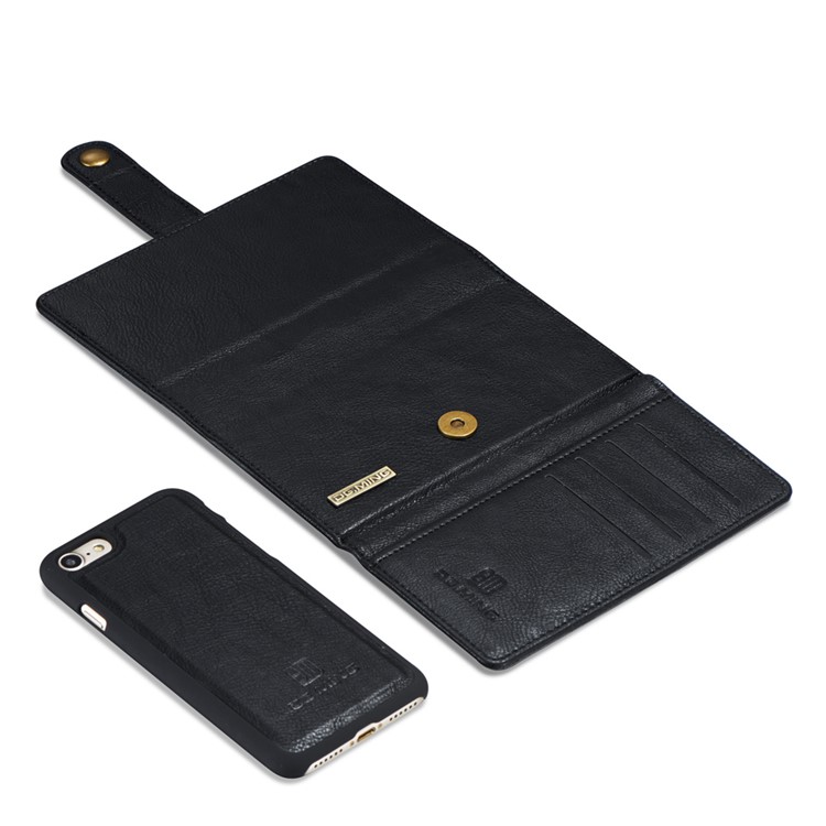 DG. MING Para La Billetera De Múltiples Ranuras De Cuero Dividida De Iphone 7 + Funda Extraíble Para PC - Negro-6