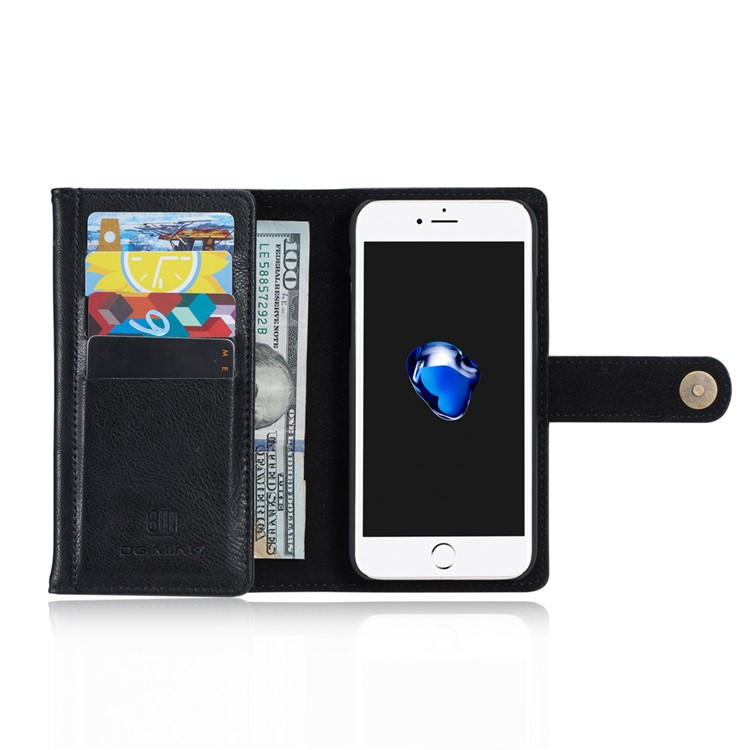DG. MING Para La Billetera De Múltiples Ranuras De Cuero Dividida De Iphone 7 + Funda Extraíble Para PC - Negro-7