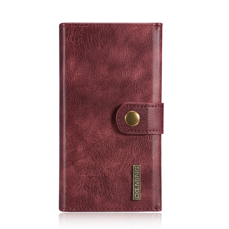 dg. MING para iPhone 7 Múltiples 12 ranuras para tarjetas Cartera de cuero dividida + PC cubierta - rojo-2