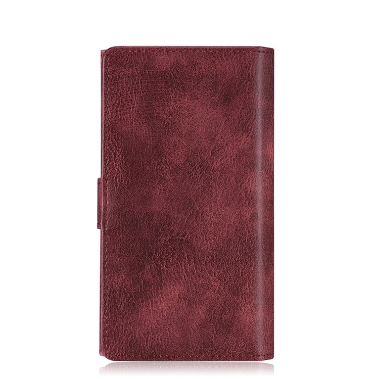 dg. MING para iPhone 7 Múltiples 12 ranuras para tarjetas Cartera de cuero dividida + PC cubierta - rojo-3