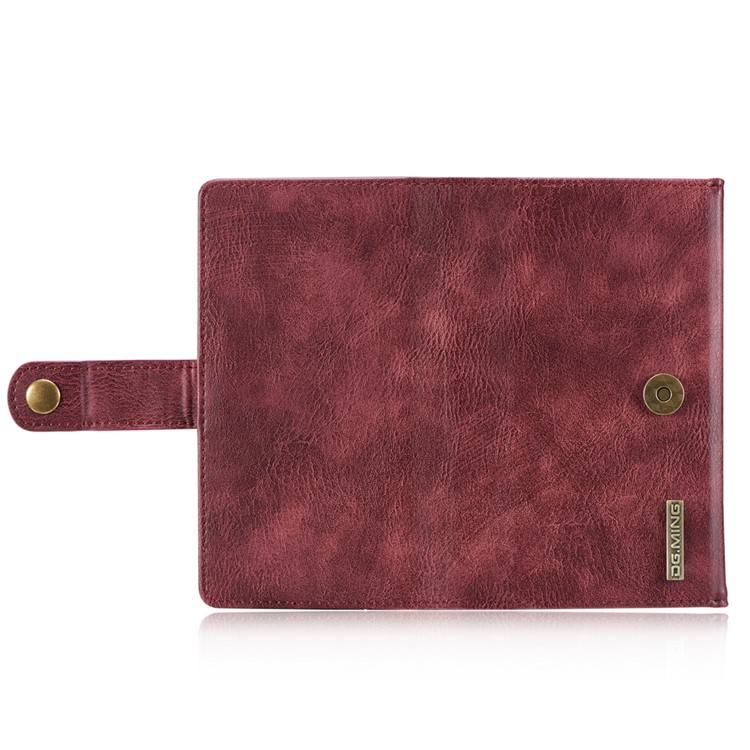 dg. MING para iPhone 7 Múltiples 12 ranuras para tarjetas Cartera de cuero dividida + PC cubierta - rojo-8