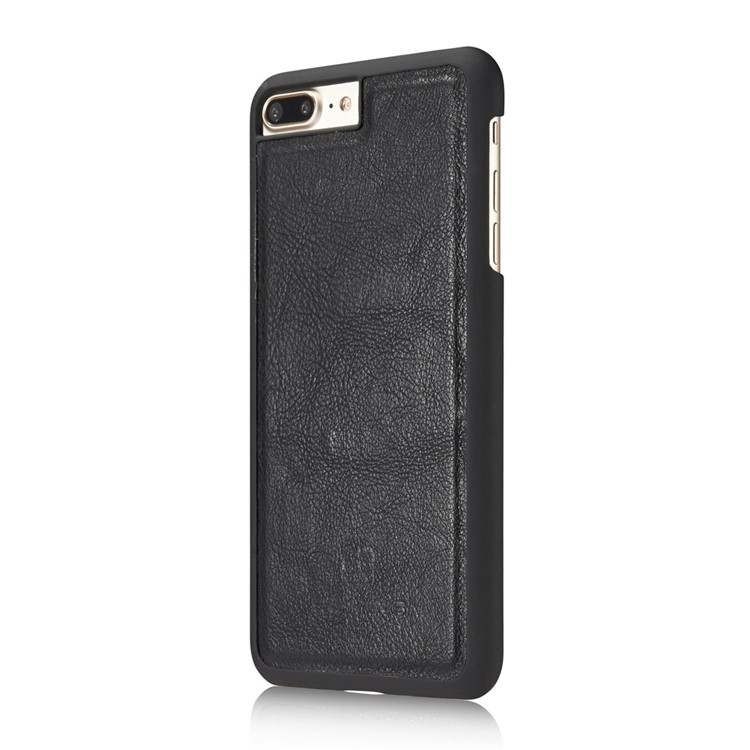 DG.MING Split couro carteira de vários slots + caso de PC removível para iPhone 7 Plus - preto-9