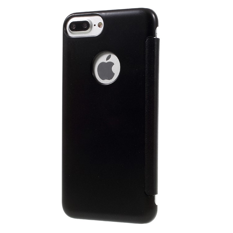 Translucent View Window Plastic Flip Case for iPhone 7 Plus - Black-2