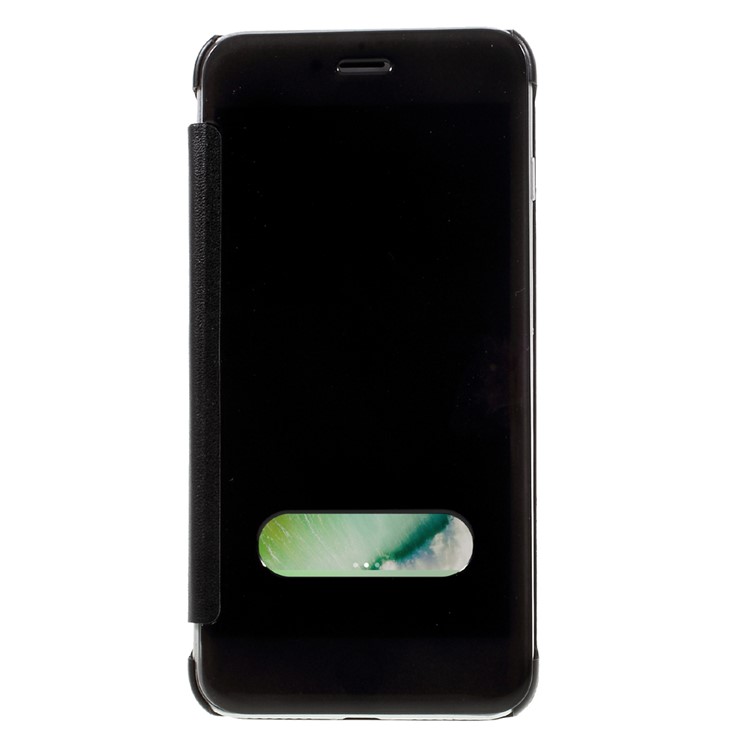 Translucent View Window Plastic Flip Case for iPhone 7 Plus - Black-3