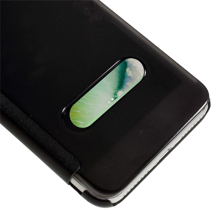 Translucent View Window Plastic Flip Case for iPhone 7 Plus - Black-8