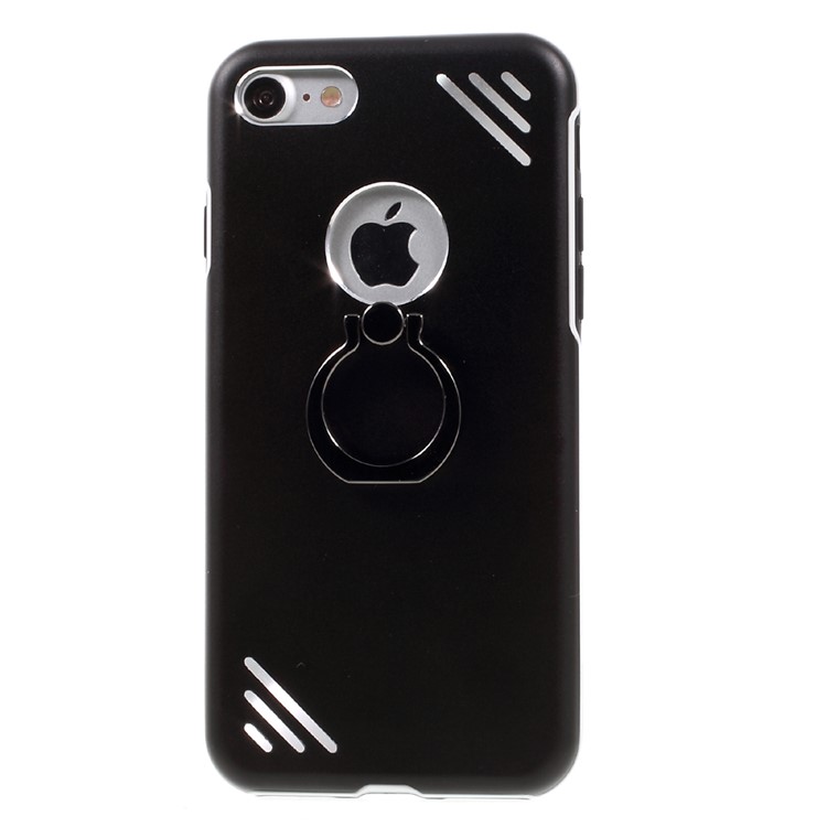 Diagonal Stripes Finger Ring Holder Metal + TPU Case for iPhone 7 4.7 Inch - Black-3