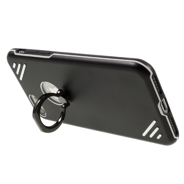 Diagonal Stripes Finger Ring Holder Metal + TPU Case for iPhone 7 4.7 Inch - Black-4