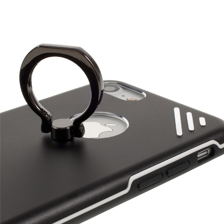 Diagonal Stripes Finger Ring Holder Metal + TPU Case for iPhone 7 4.7 Inch - Black-8