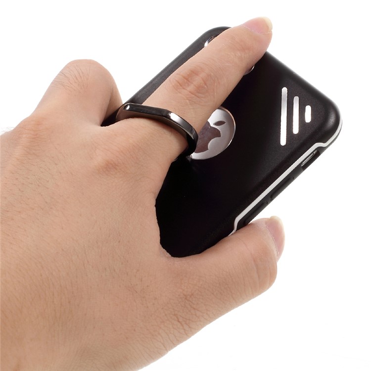 Diagonal Stripes Finger Ring Holder Metal + TPU Case for iPhone 7 4.7 Inch - Black-9