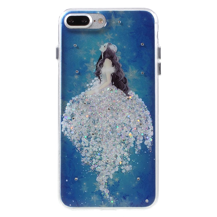 JOYROOM Angel Series Girl in Glittering Dress Pattern Crystal Decor TPU Case for iPhone 7 Plus 5.5 - White-1