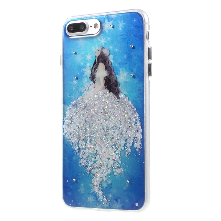 JOYROOM Angel Series Girl in Glittering Dress Pattern Crystal Decor TPU Case for iPhone 7 Plus 5.5 - White-2