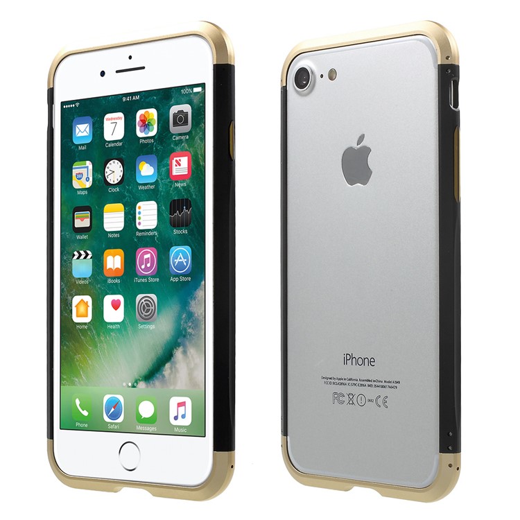 Electroplating Metal Hard Bumper Case for iPhone 7 4.7 - Black-1