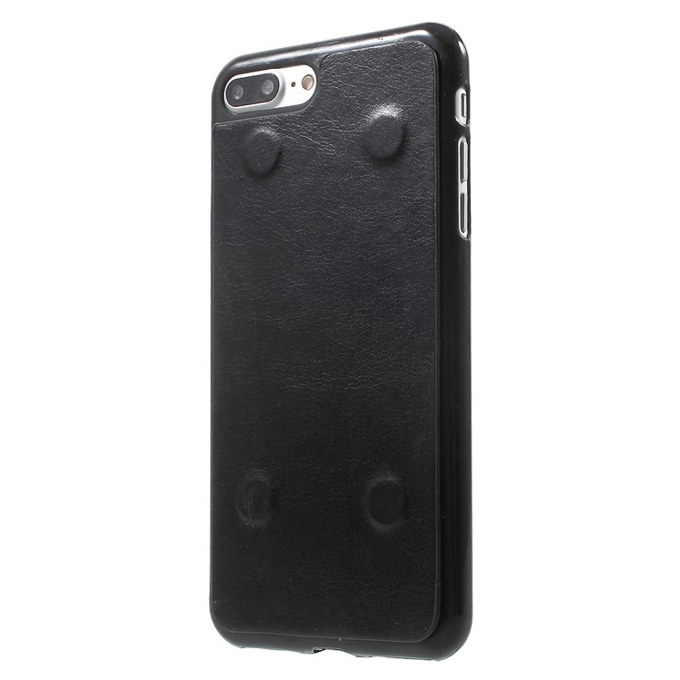 Smooth Leather Wallet Cover + Magnetic TPU Back Case for iPhone 7 Plus - Black-7