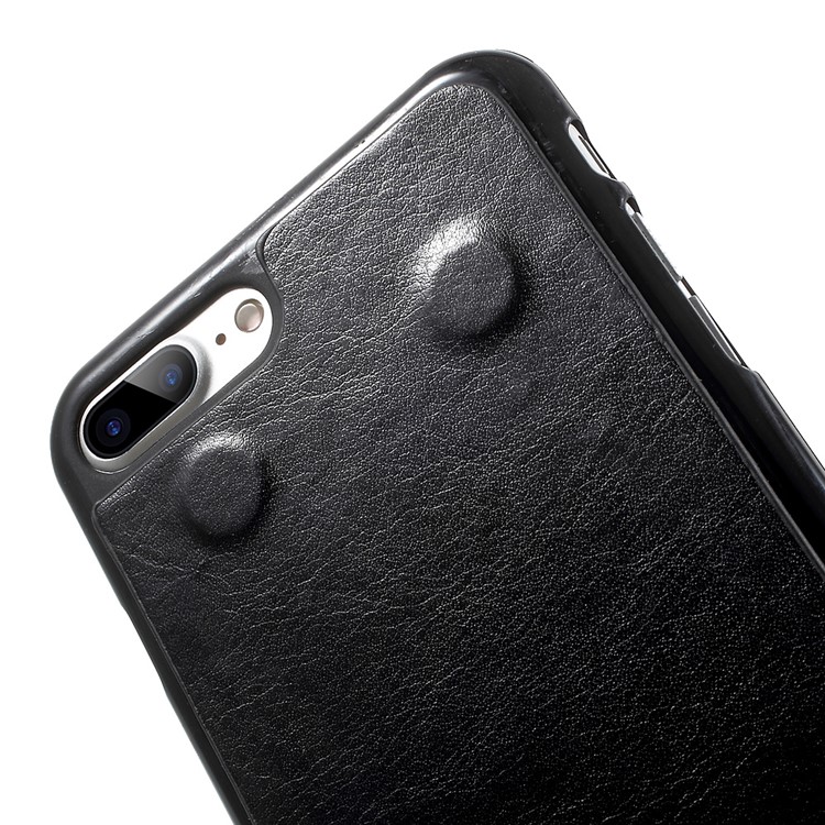 Smooth Leather Wallet Cover + Magnetic TPU Back Case for iPhone 7 Plus - Black-9