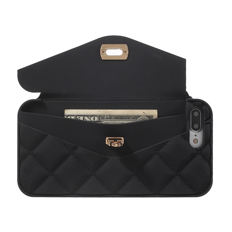 Grid Pattern Handbag Style Silicone Case for iPhone 7 Plus 5.5 inch - Black-4