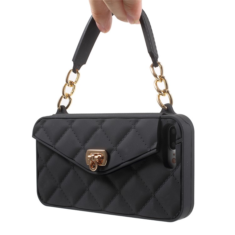 Grid Pattern Handbag Style Silicone Case for iPhone 7 Plus 5.5 inch - Black-5