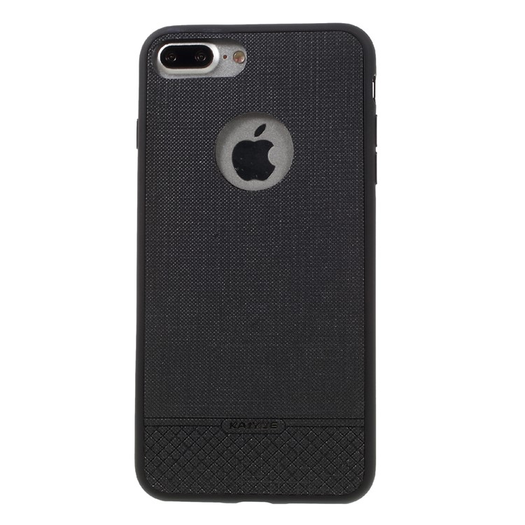 KAIYUE for iPhone 7 Plus Cloth Texture Leather Coated TPU Cover - Black-2