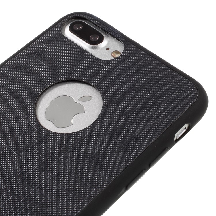 KAIYUE for iPhone 7 Plus Cloth Texture Leather Coated TPU Cover - Black-3