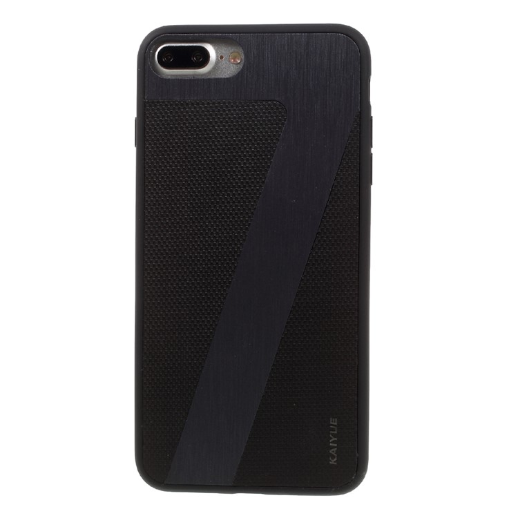 KAIYUE Number 7 Pattern Leather Coated Flexible TPU Back Case for iPhone 7 Plus - Black-2