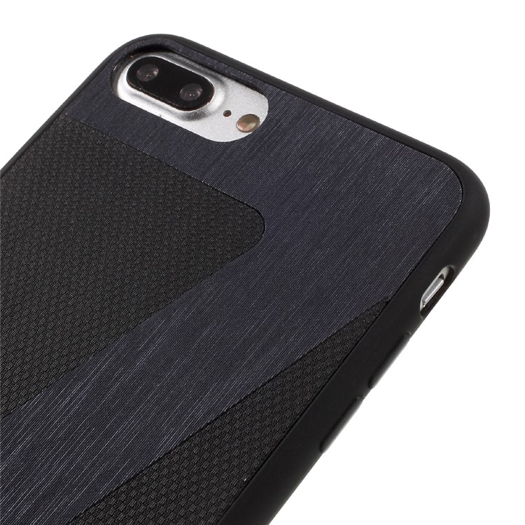 KAIYUE Number 7 Pattern Leather Coated Flexible TPU Back Case for iPhone 7 Plus - Black-3