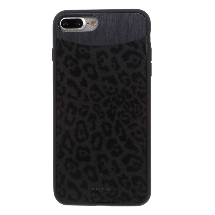 KAIYUE Leopard Texture Leather Coated TPU Case for iPhone 7 Plus - Black-2