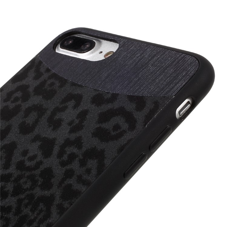 KAIYUE Leopard Texture Leather Coated TPU Case for iPhone 7 Plus - Black-3