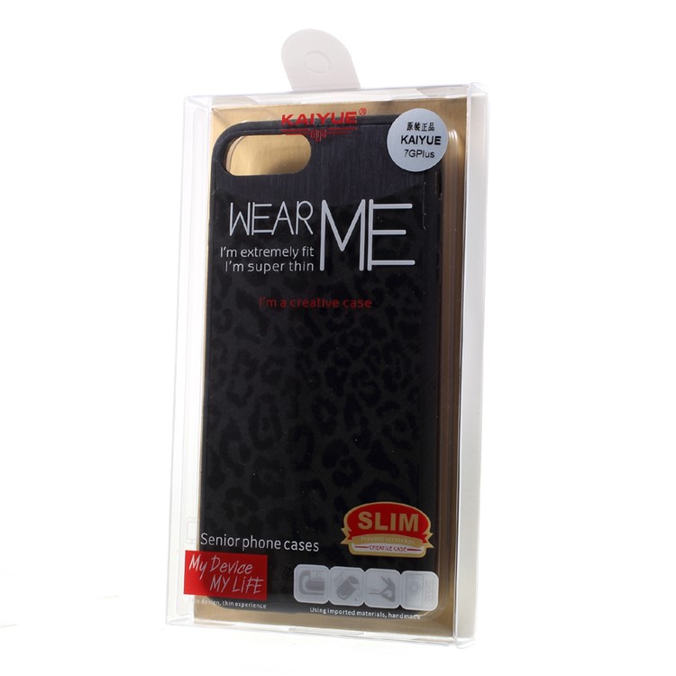 KAIYUE Leopard Texture Leather Coated TPU Case for iPhone 7 Plus - Black-6