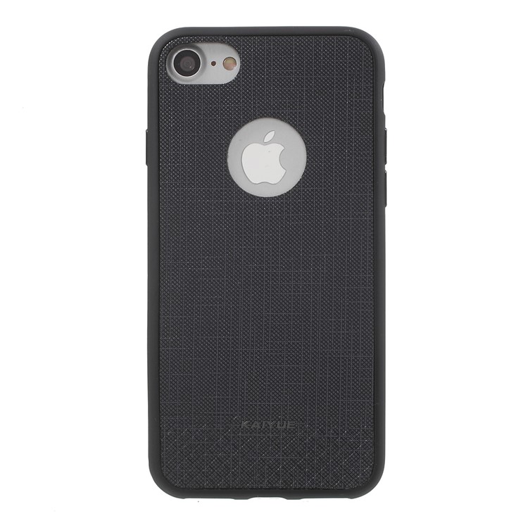 KAIYUE Cloth Texture Leather Coated Flexible TPU Back Case for iPhone 7 - Black-2