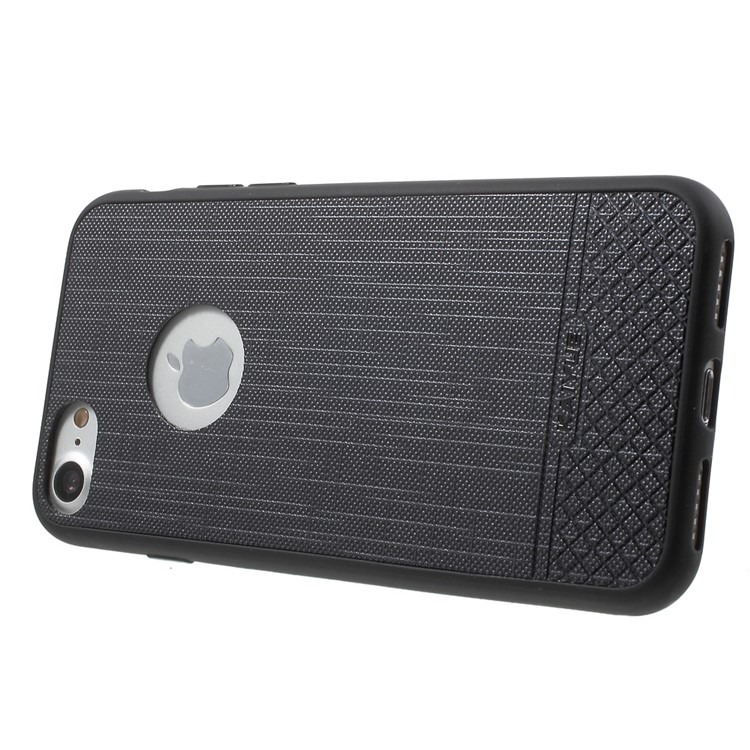 KAIYUE Cloth Texture Leather Coated Flexible TPU Back Case for iPhone 7 - Black-3