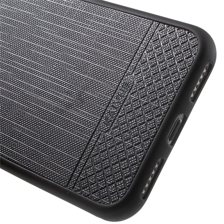 KAIYUE Cloth Texture Leather Coated Flexible TPU Back Case for iPhone 7 - Black-5