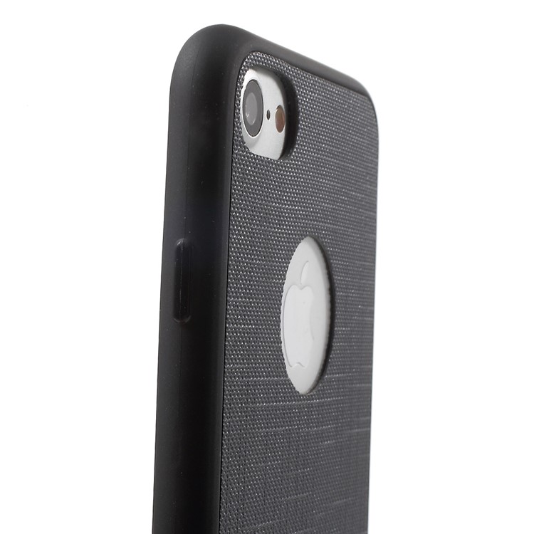 KAIYUE Cloth Texture Leather Coated Flexible TPU Back Case for iPhone 7 - Black-6