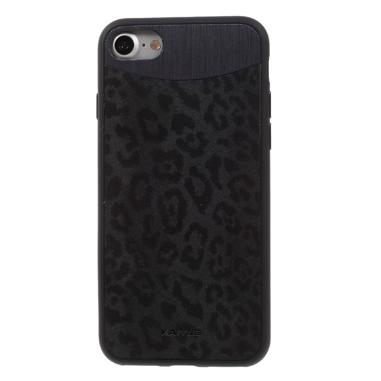 KAIYUE Leopard Texture Leather Coated TPU Case for iPhone 7 4.7 inch - Black-2
