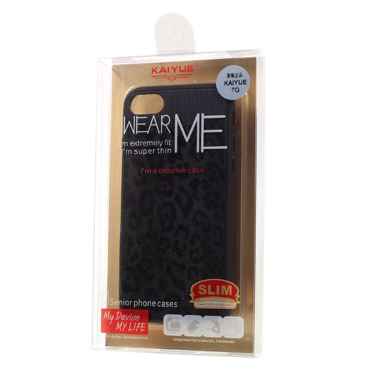 KAIYUE Leopard Texture Leather Coated TPU Case for iPhone 7 4.7 inch - Black-6
