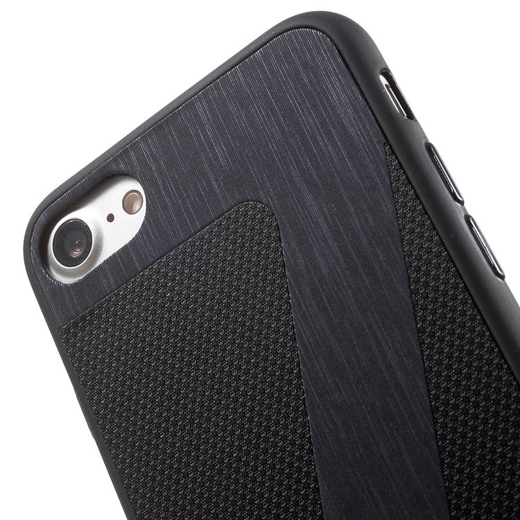 KAIYUE Number 7 Pattern Leather Coated Flexible TPU Phone Case for iPhone 7 - Black-6