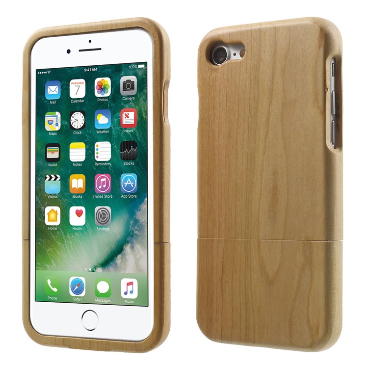 Detachable Natural Wood Hard Case for iPhone 7 - Beige-1