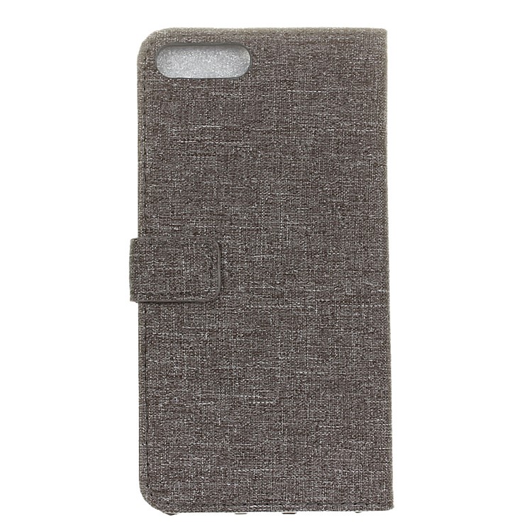 Cloth Texture Leather Wallet Stand Case for iPhone 7 Plus - Brown-2