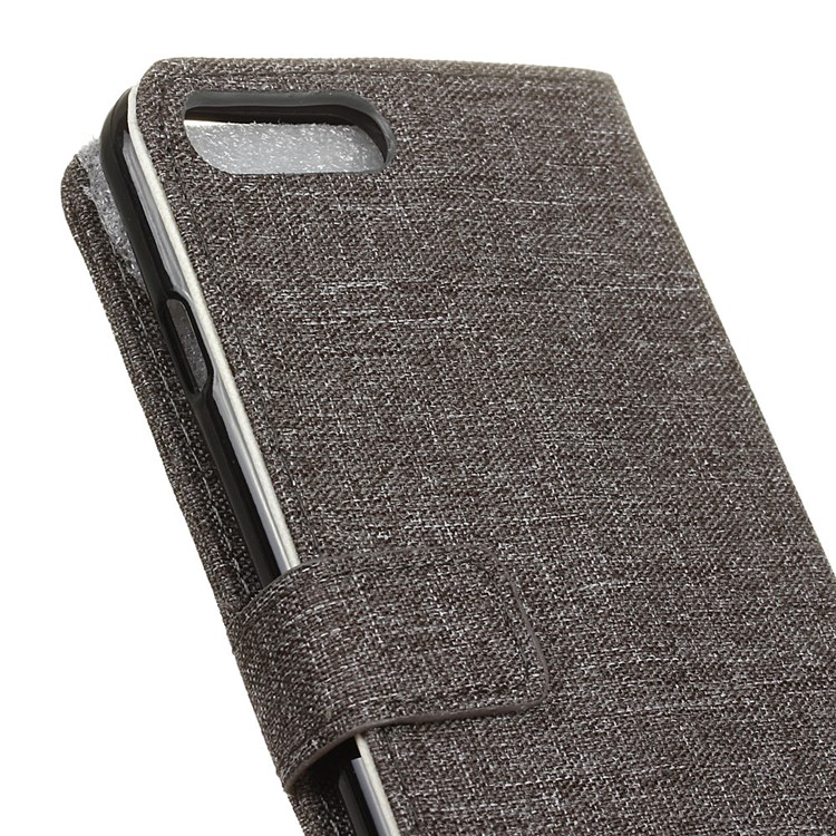 Cloth Texture Leather Wallet Stand Case for iPhone 7 Plus - Brown-3