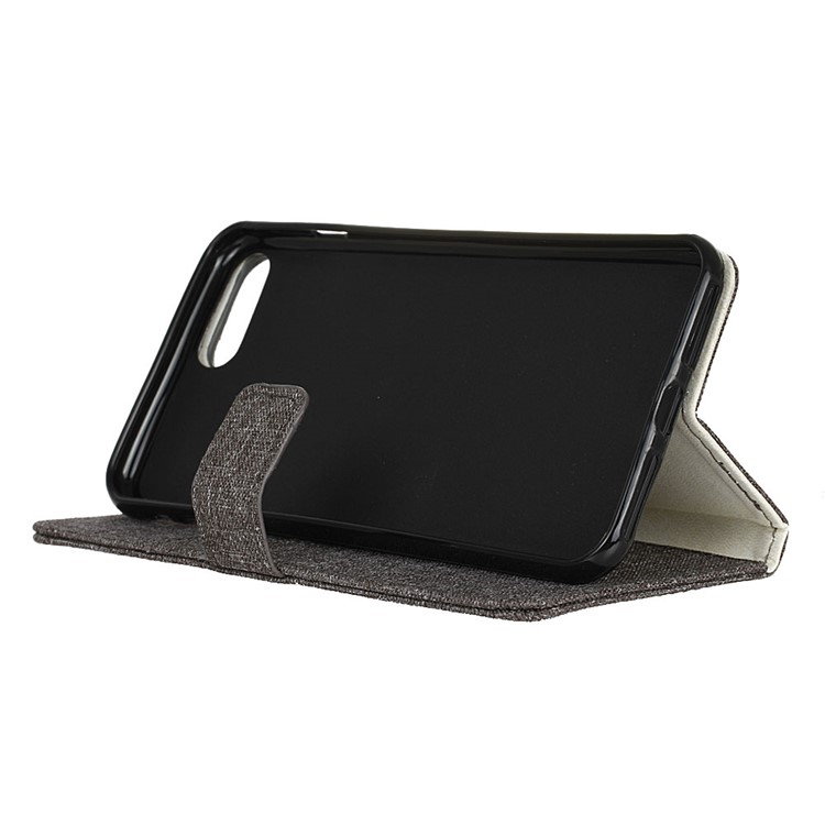 Cloth Texture Leather Wallet Stand Case for iPhone 7 Plus - Brown-5